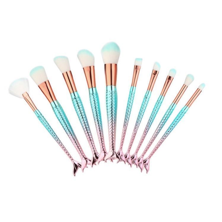 10 Piece Mermaid Brush Set
