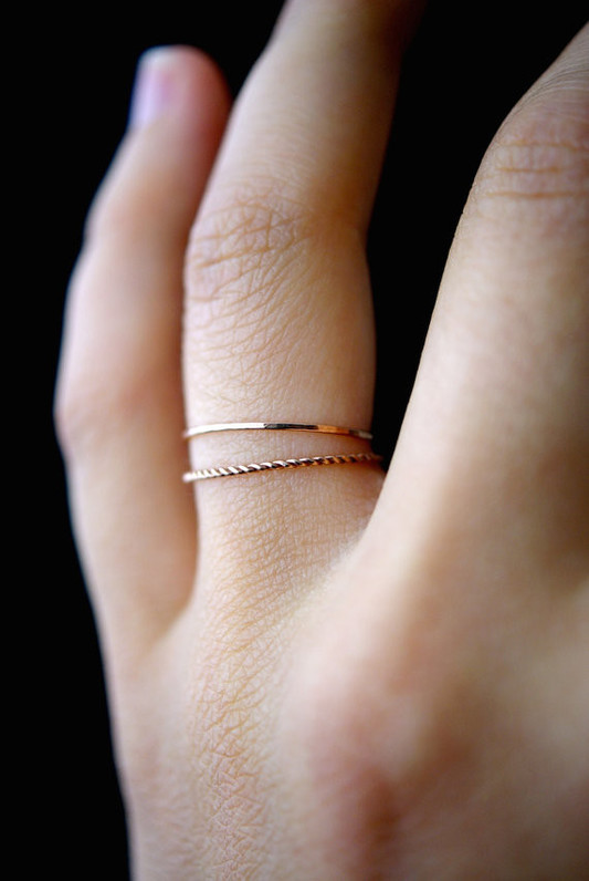14K Rose Gold fill Twist stacking rings