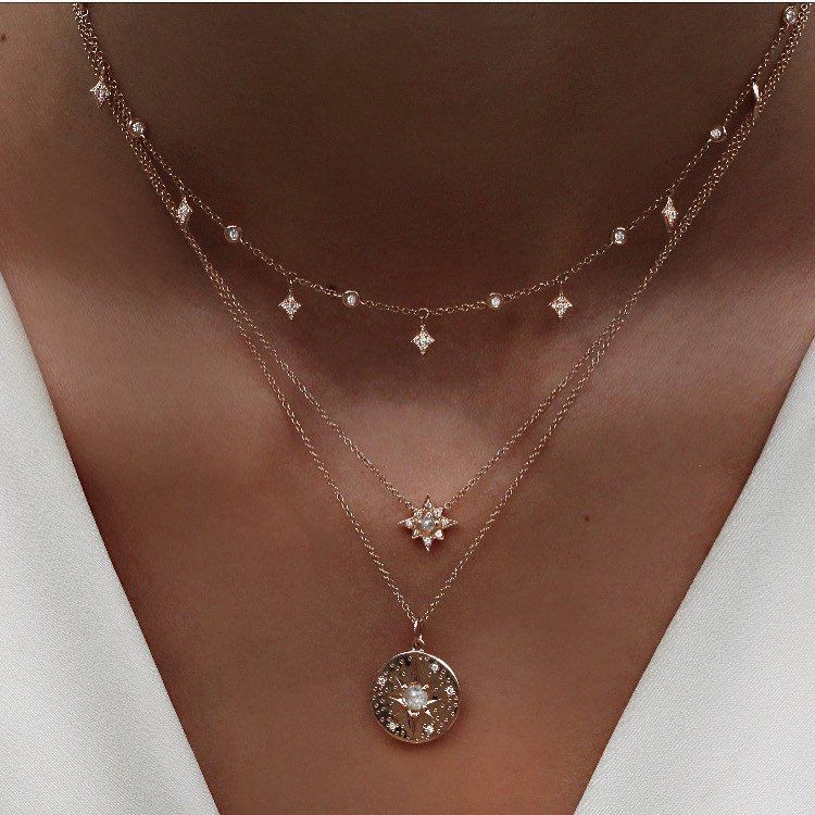 14kt gold and rose cut raw diamond starburst necklace