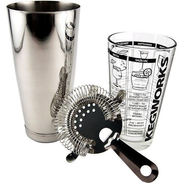 3 Piece Bar Cocktail Shaker Kit