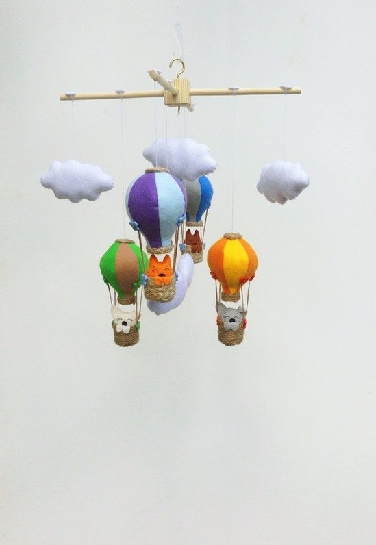Air Balloon Mobile Pink And Mint Cot Mobile
