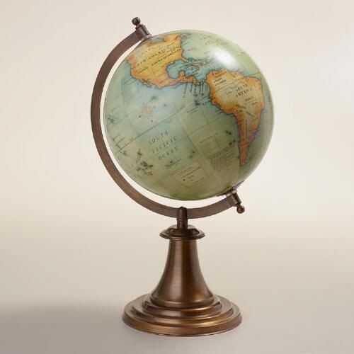Antique Green Globe with Brass Stand