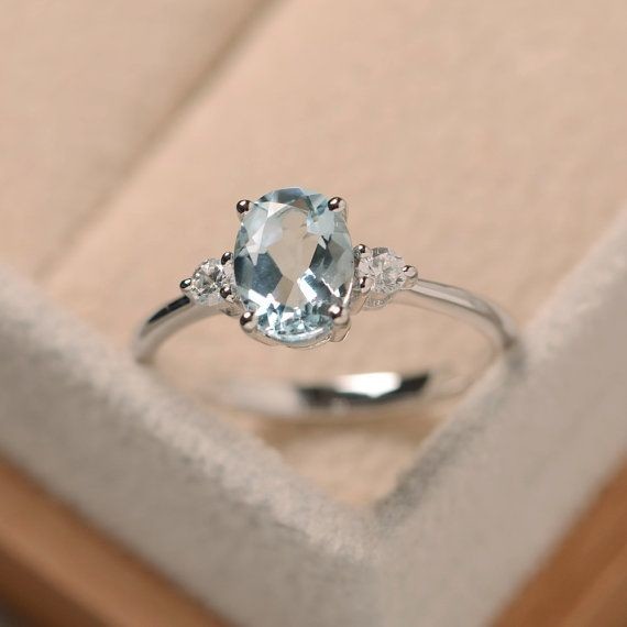 Aquamarine ring silver