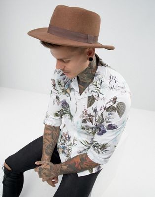 ASOS DESIGN pork pie hat in camel