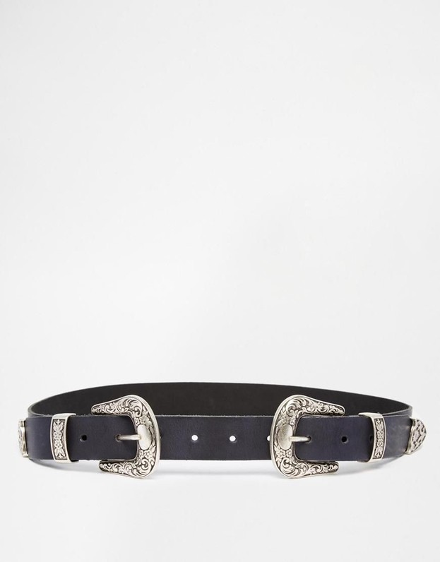 ASOS Leather Double Buckle Western Belt
