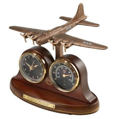 B-17 Flying Fortress Tribute Desk Clock and Thermometer