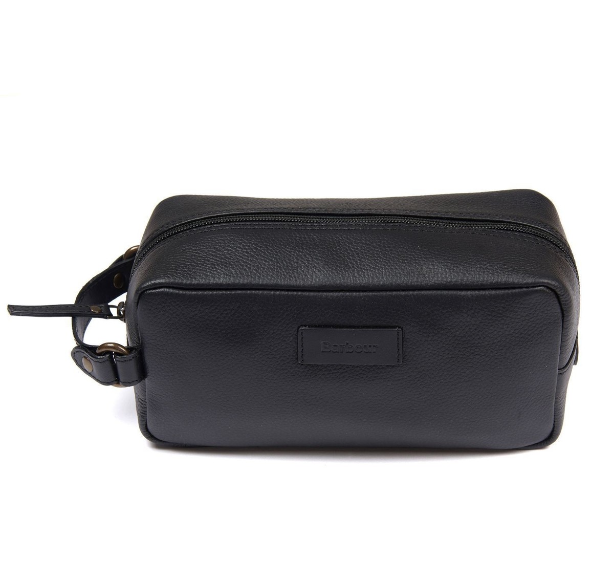 Barbour Compact Leather Wash Bag - Black