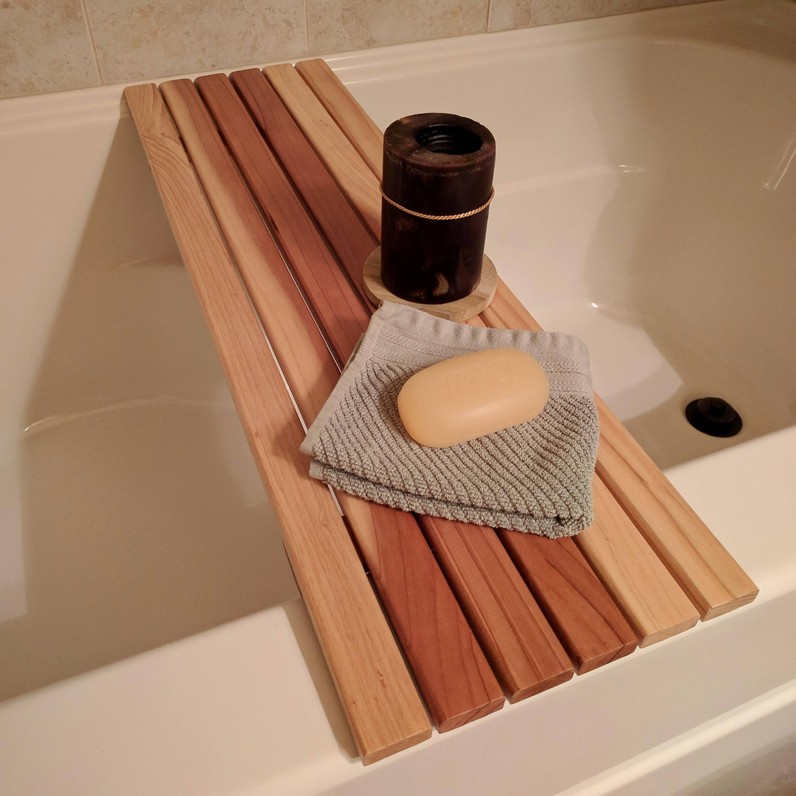Bath Caddy Across-Tub Wood Tray Shelf