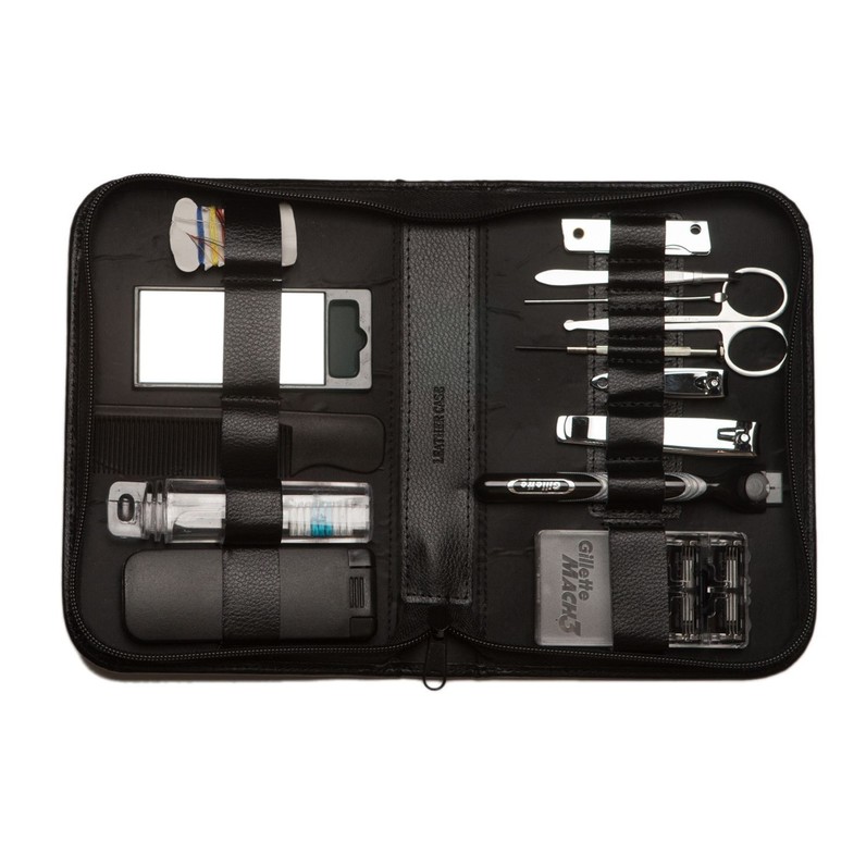 Bey Berk Black Leather 14-piece Grooming Set