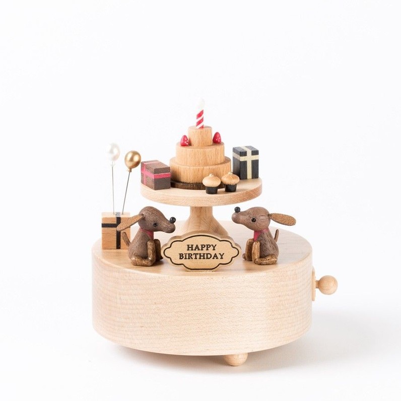 Birthday Cake Wooden Music Box