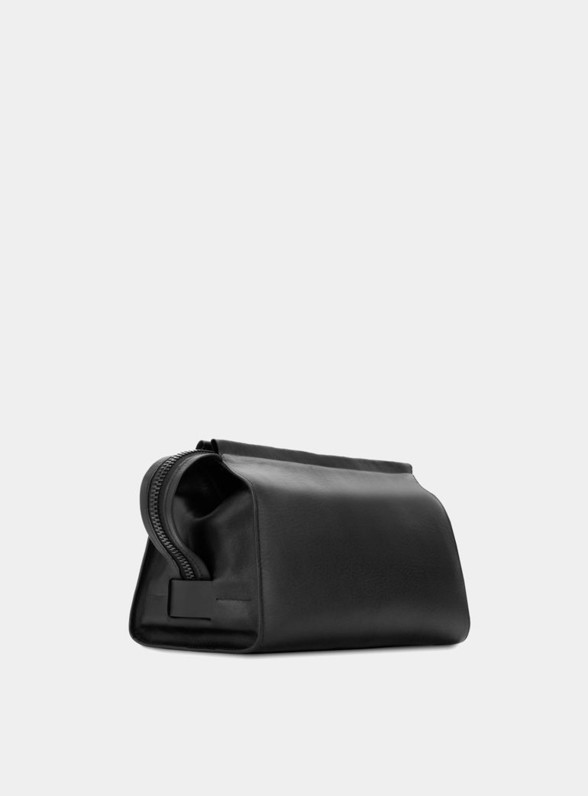 Black Leather Wash Bag