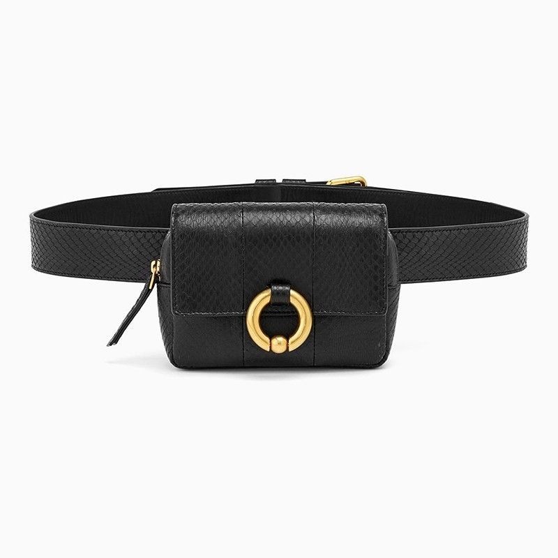 Black Python Fashion Belt Bag
