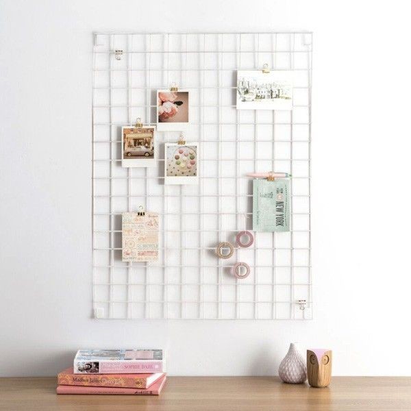 Block Wire Mesh Memo Board - White