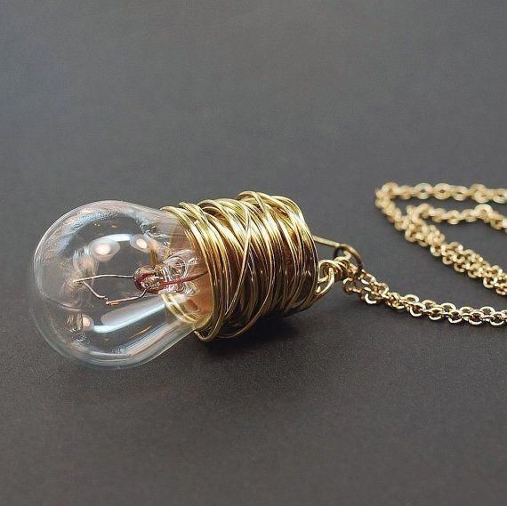 Brass Upcycled Light Bulb Necklace