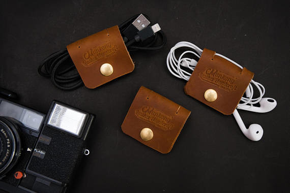 Brown Leather Headphone Holder