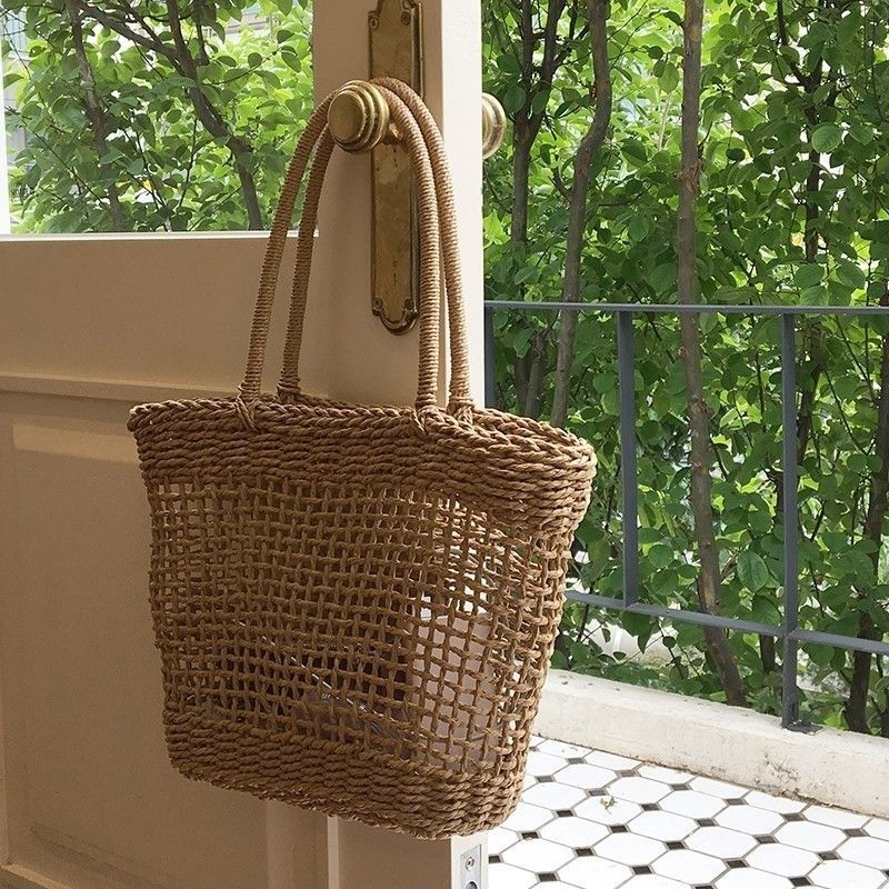 Brown Straw Tote Bag Summer Beach Bags