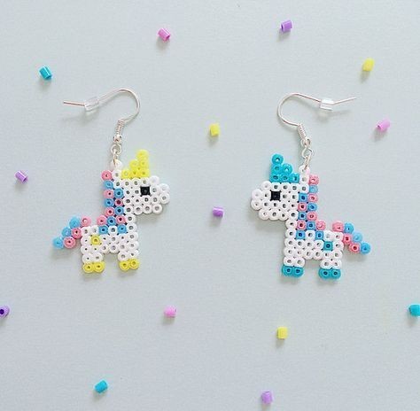 Bubblegum Unicorn Hama Bead Earrings