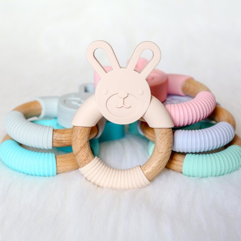 Bunny Silicone Beech Wood Teether