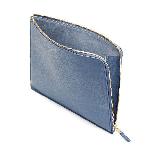 Burlington Large Pouch in steel blue deerskin