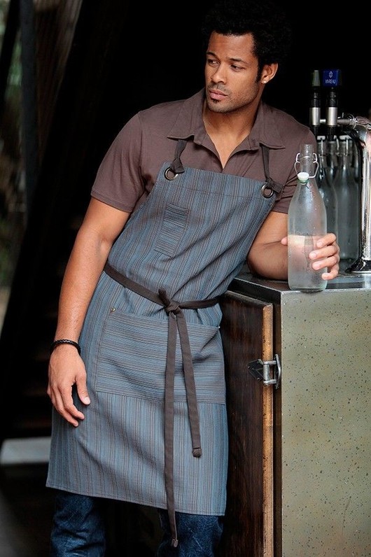 Chocolate & Blue Brooklyn Bib Apron