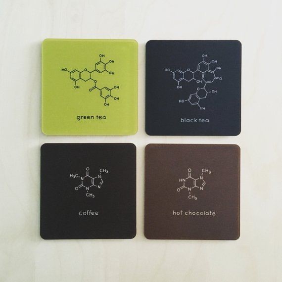 Coffee Nerd Coasters Chemistry Science Set of 4