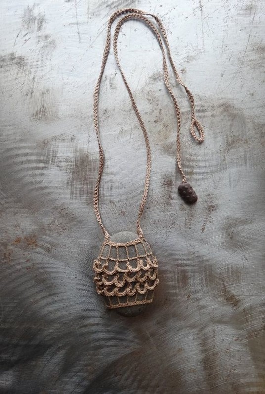 Crocheted Lace Stone Necklace