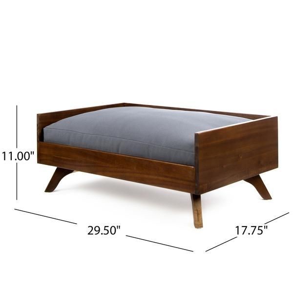 Darren Mid-Century Acacia Wood Dog Bed