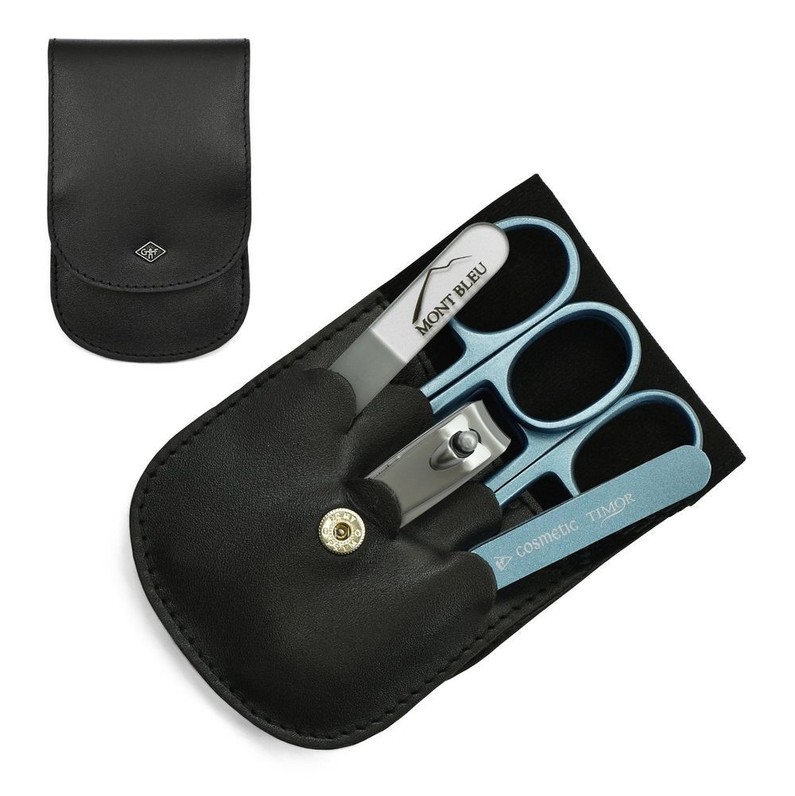 Deluxe Manicure Set Black Leather Case