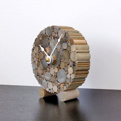 Desk Clock, Rustic Chic Home Decor, Minimalist Small Round Wood Clock