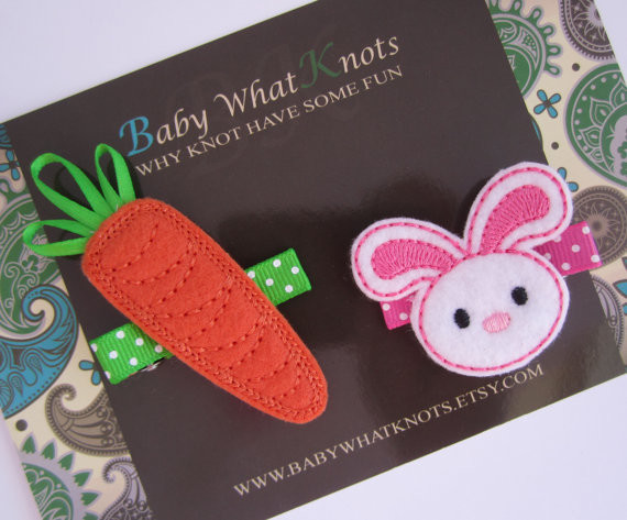 Easter Bunny and Carrot Hair Clip Set
