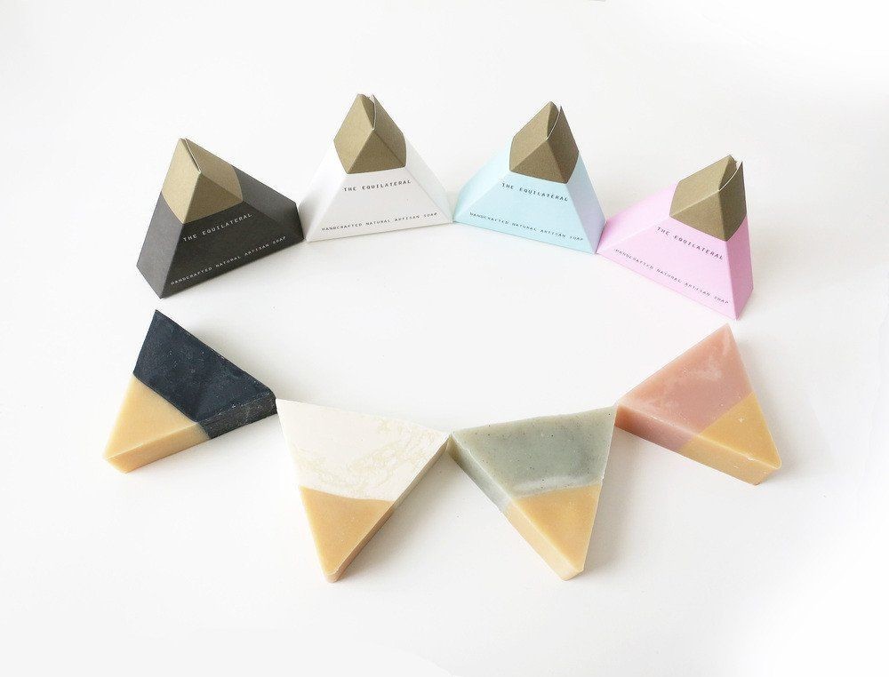 Equilateral Pink and Gold Triangle Soap