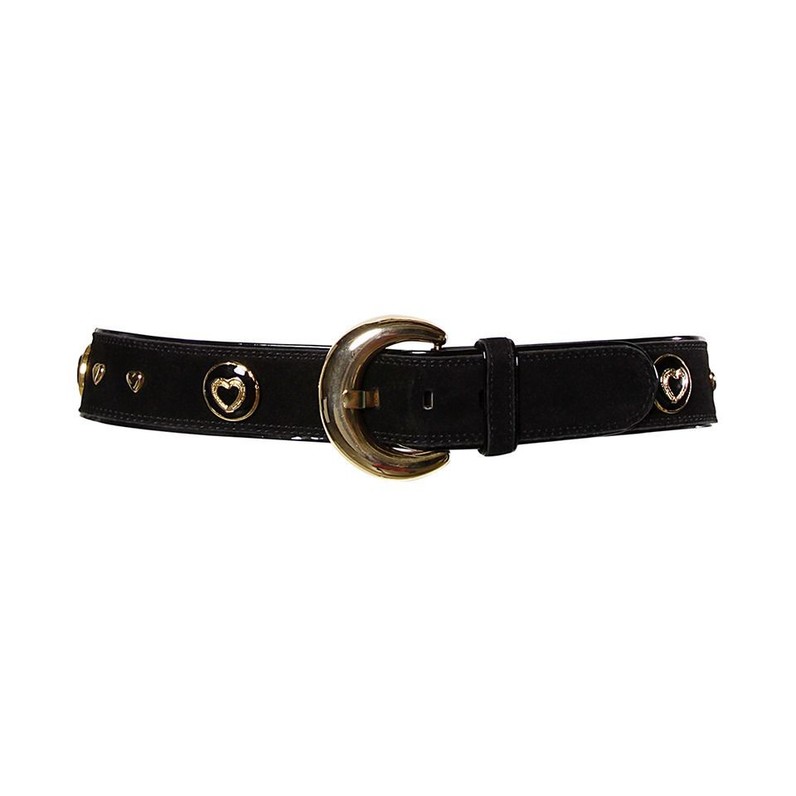 Escada Vintage Black Leather Heart Belt