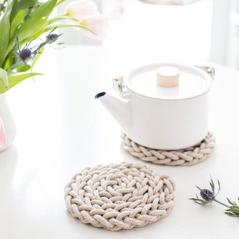 Finger Knit Trivet Knitting pattern by Anne Weil