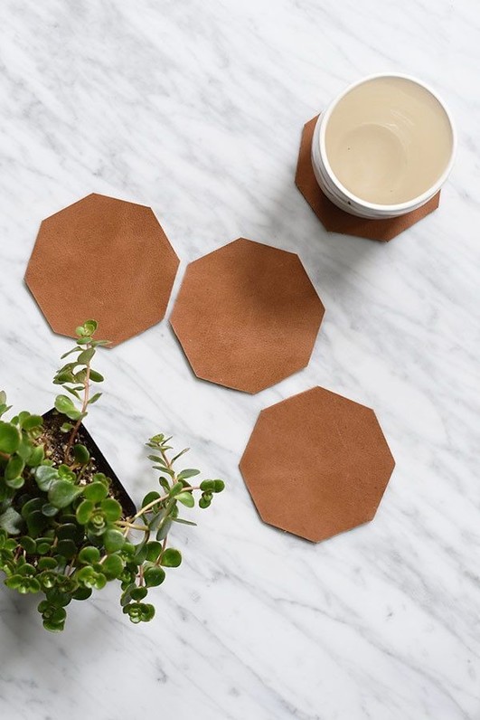 Geometric Leather Coasters