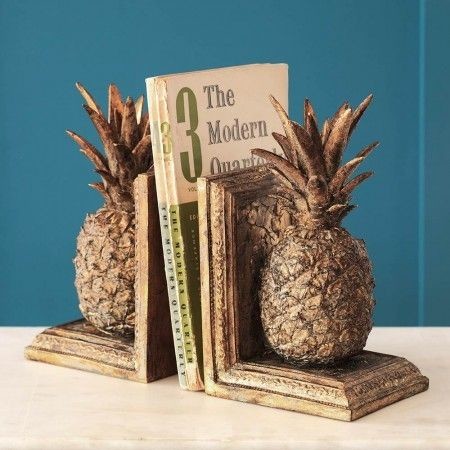 Golden Pineapple Bookends