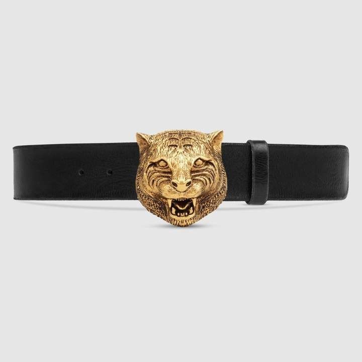 Gucci Leather belt with feline buckle