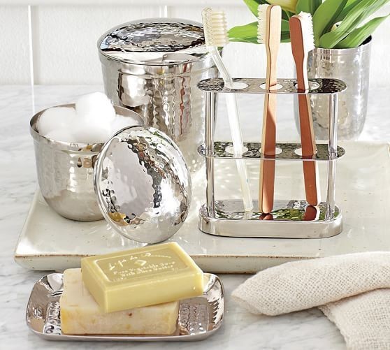 Hammered Nickel Bath Accessories