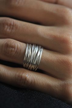 Handmade Hammered Silver Wire ring (R0005)