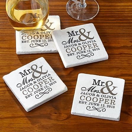 Happy Couple Tile Coaster Set