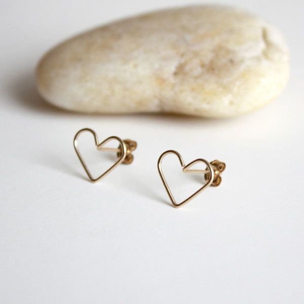 Heart Stud Earrings - Large