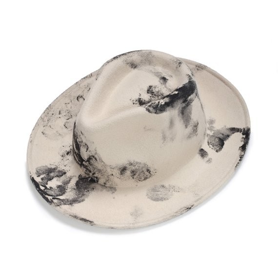 Ivory felt fedora hat with handmade texture