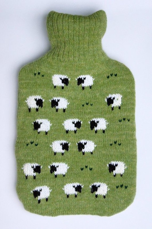 Knitted hot water bottle cover