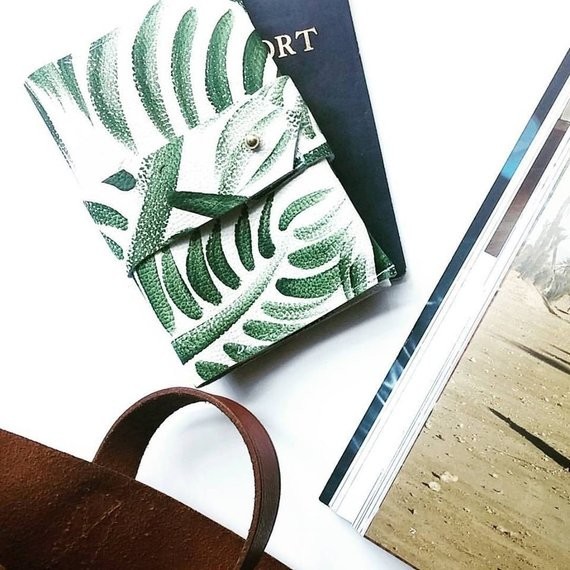 Leather Passport Cover - Palm Print