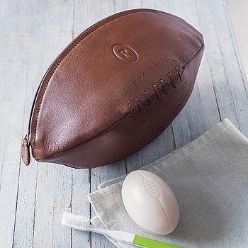 Leather Rugby Ball Wash Bag