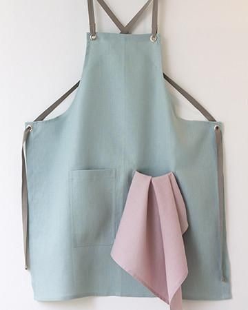 Linen Apron Set in Ocean