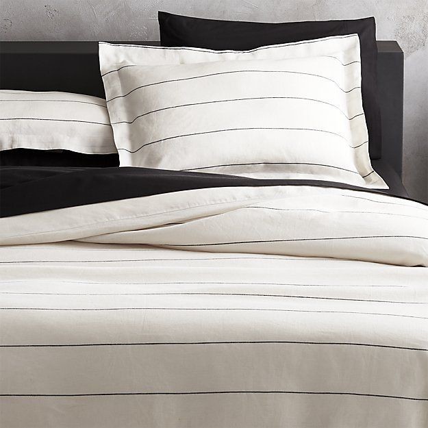 Linen Pinstripe Duvet Cover Twin