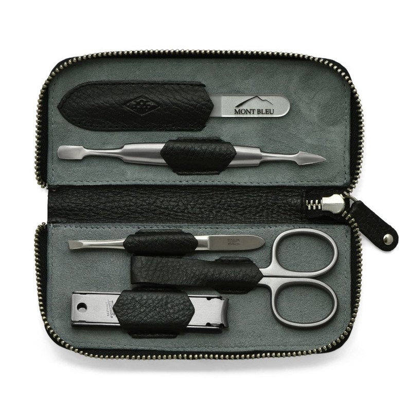 Manicure Set in Black Floater Leather Case