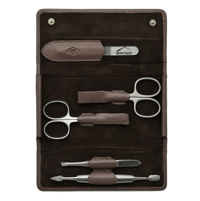 Manicure Set in Mauve Floater Leather Case
