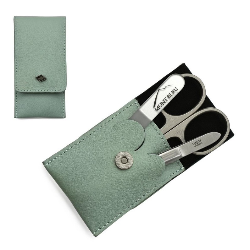 Manicure Set  in Mint Green Leather Case