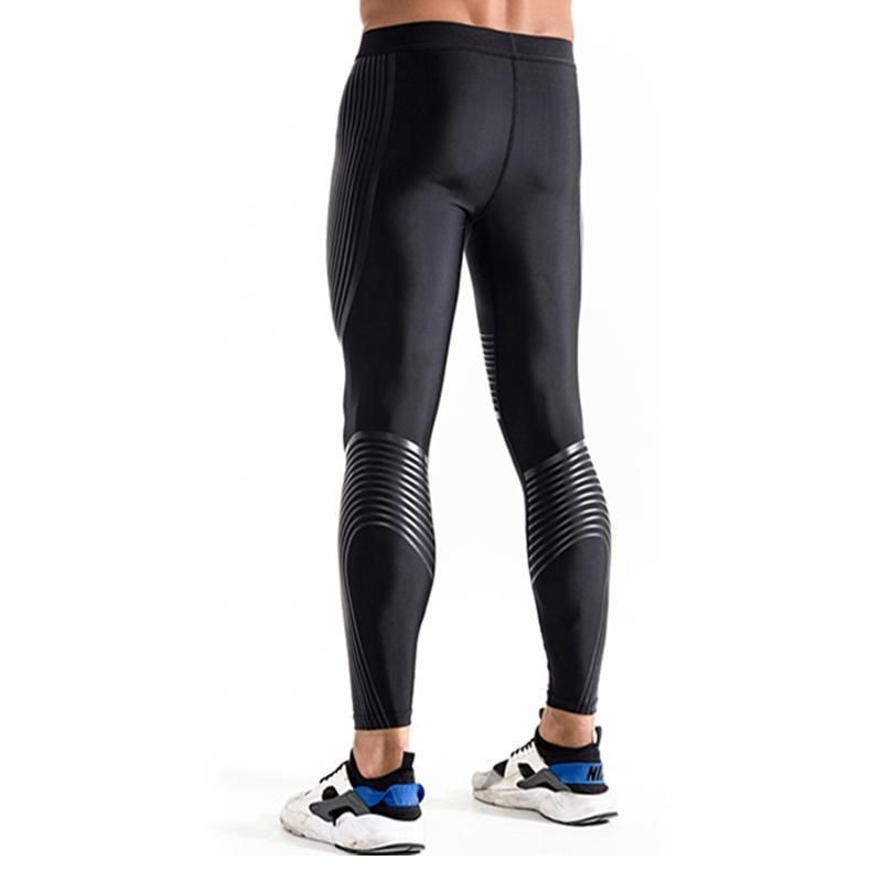 Men Running Pants High Elastic Stripe Printing